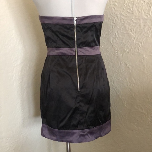Grass Black Gray Satin Strapless Party Going Out Dress M - Picture 5 of 12